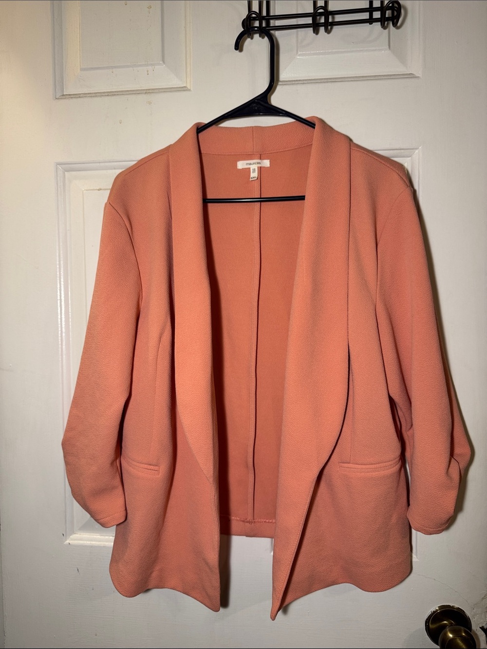 Maurices Peach Open-Front Draped Blazer